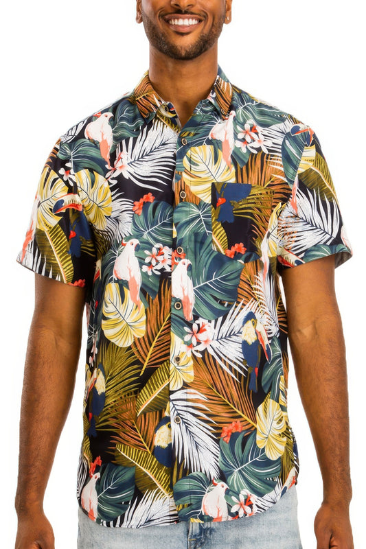 Hawaiian Print Button Down Shirt Multi