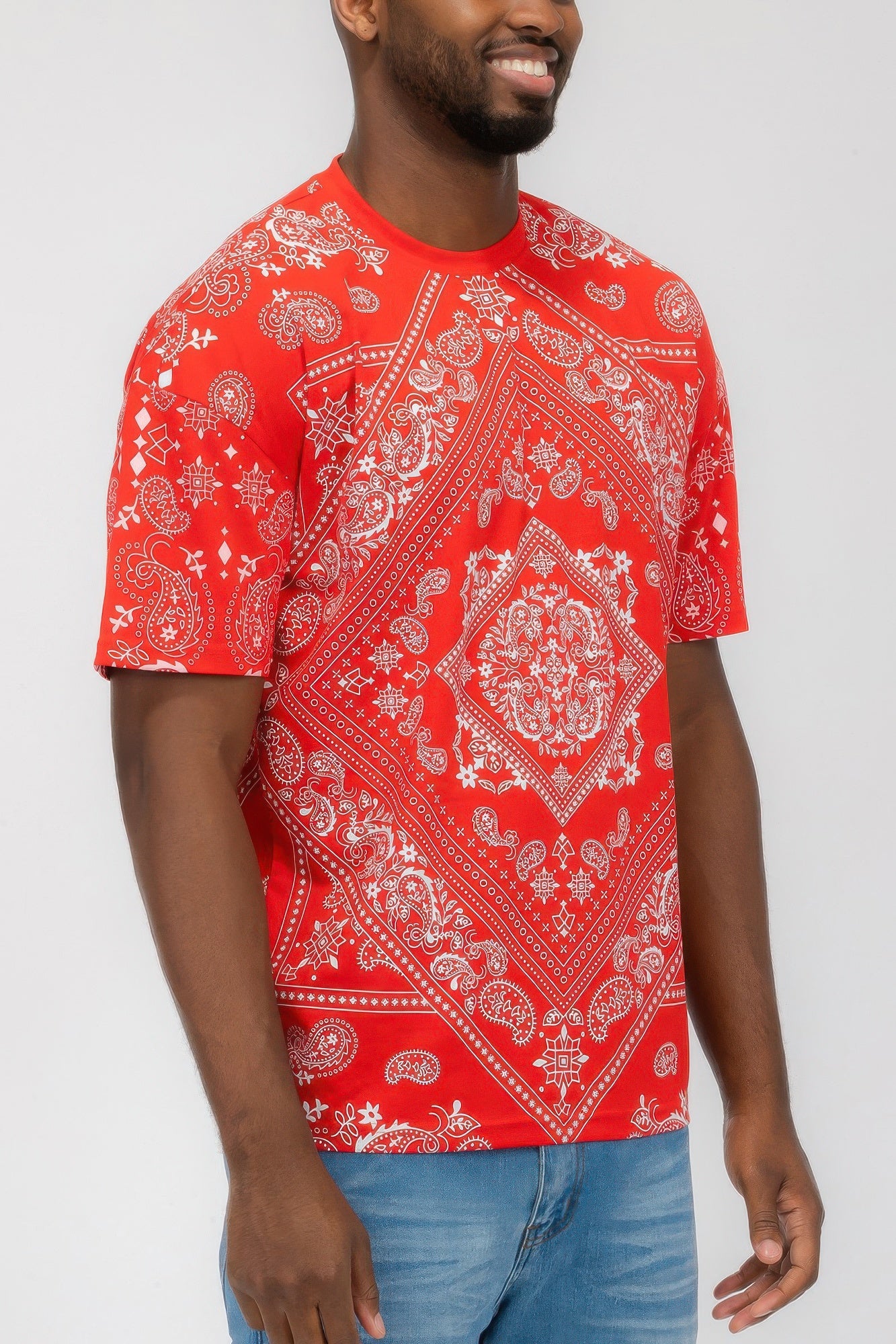 Bandana Print All Over T-shirt Red White