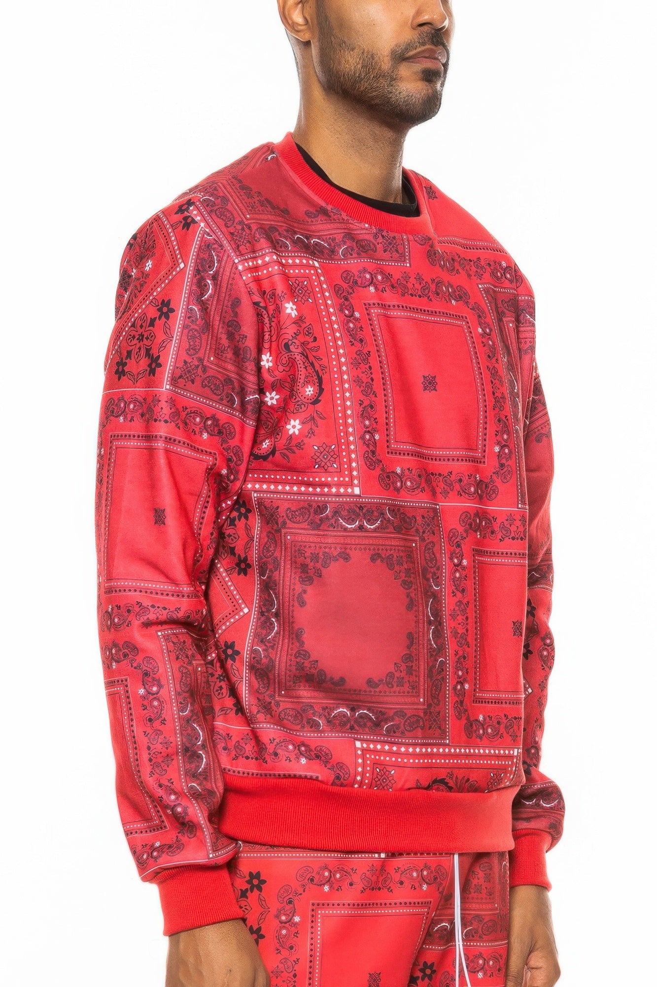 Paisley Bandana Print Crewneck Red