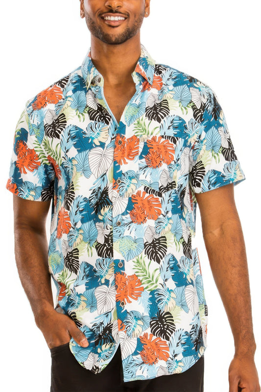 Hawaiian Print Button Down Shirt Multi