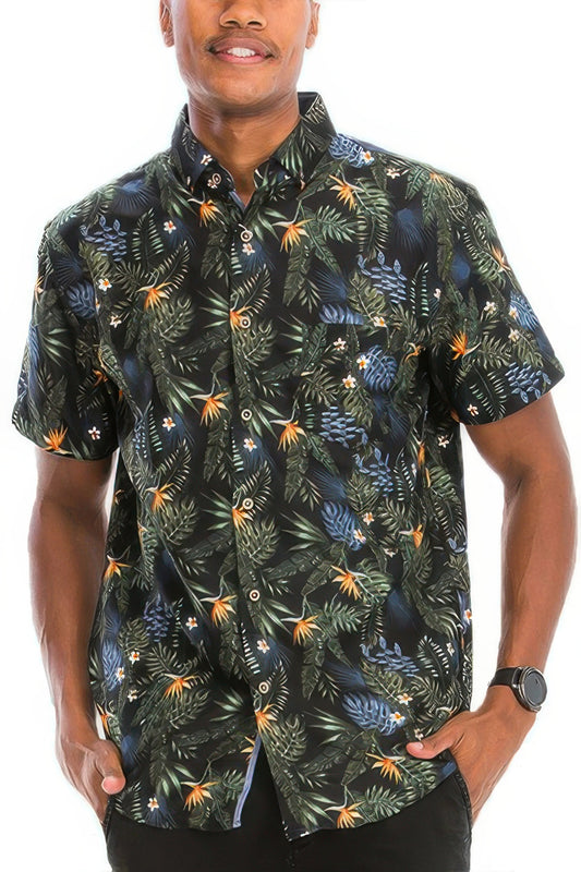 Hawaiian Print Button Down Shirt Multi