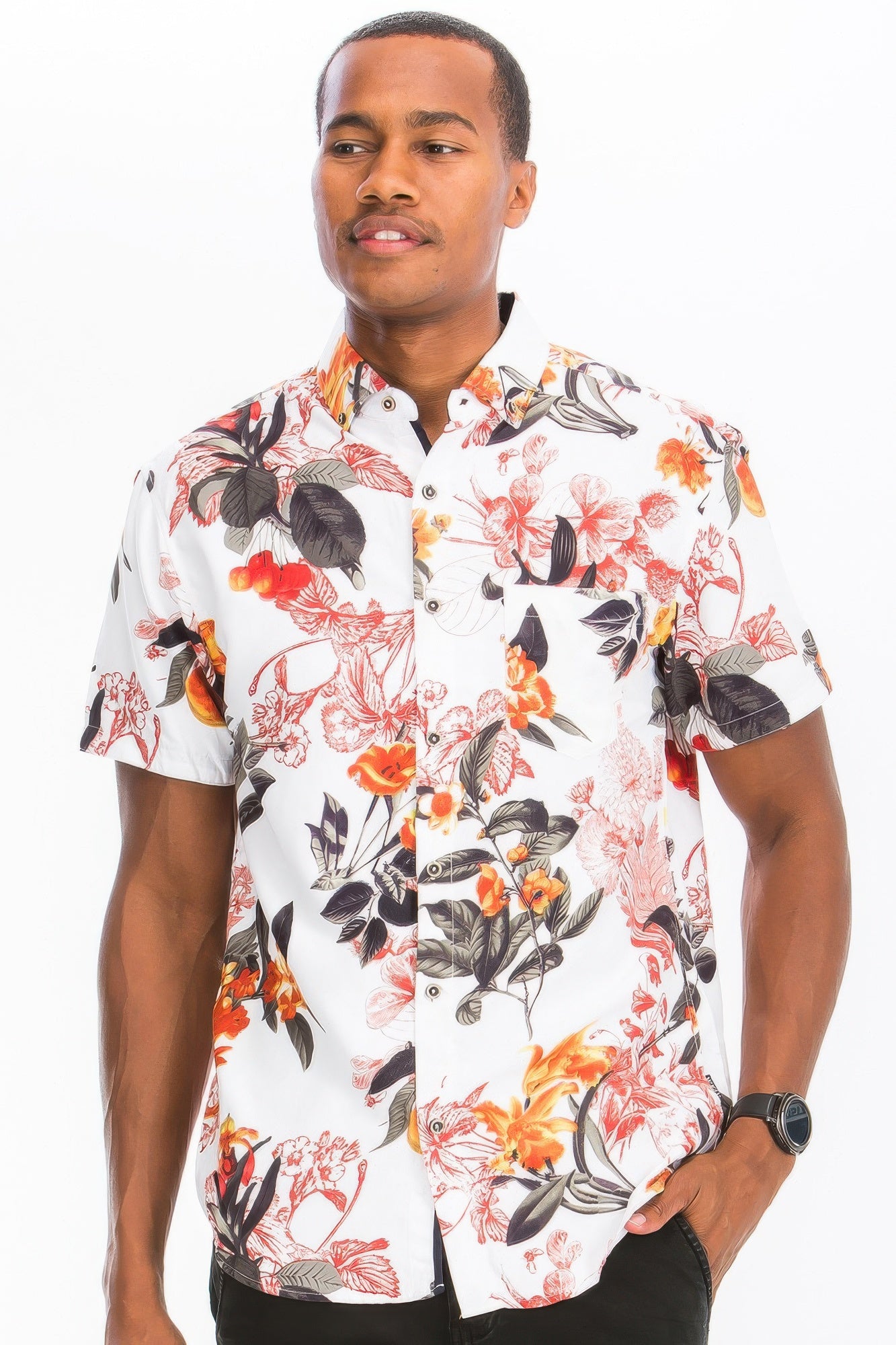 Hawaiian Print Button Down Shirt Multi