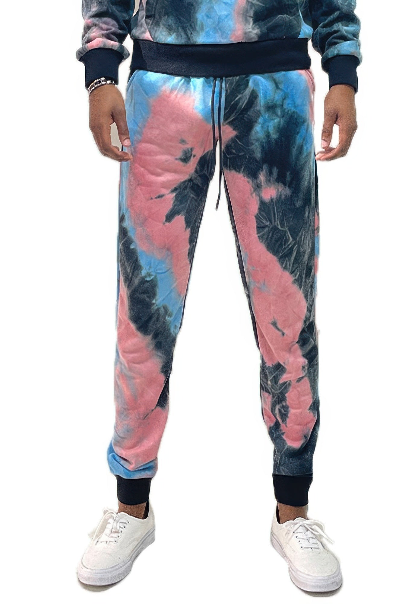 Cotton Tye Dye Sweat Pants White blue