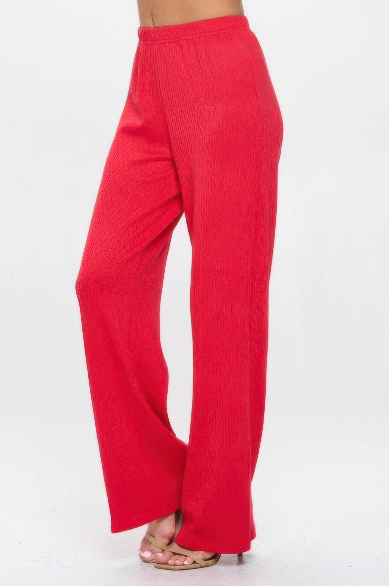 Cotton Acetate Flared Pants Red