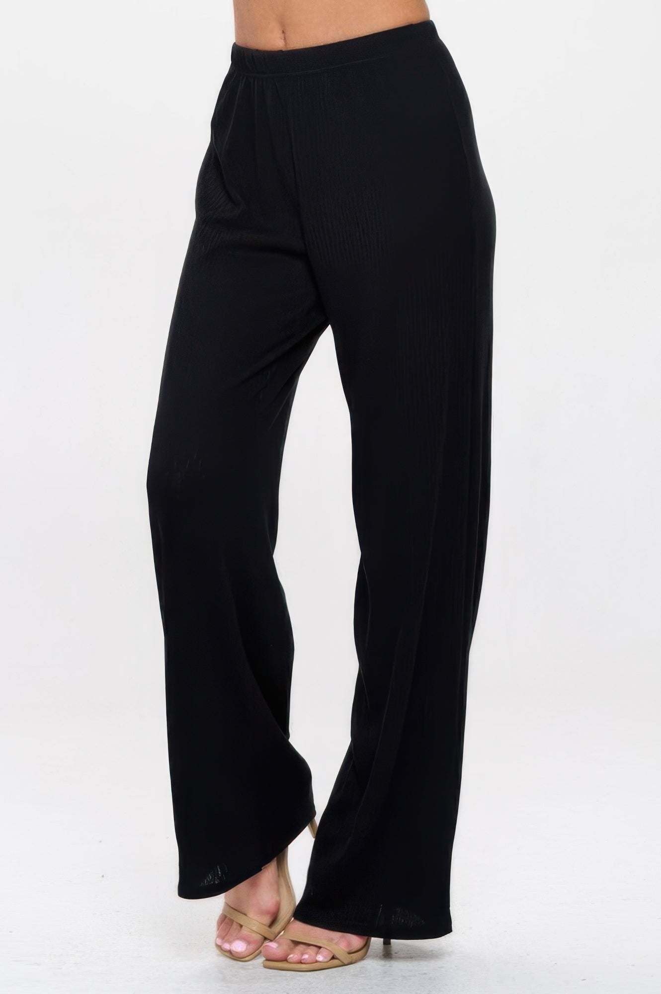 Cotton Acetate Flared Pants Black