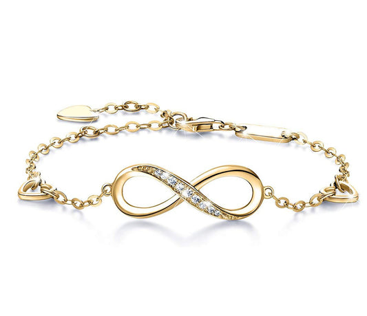 White  Elements Infinite Pendant Chain Bracelet in 14K Gold Plating Elsy Style Bracelet