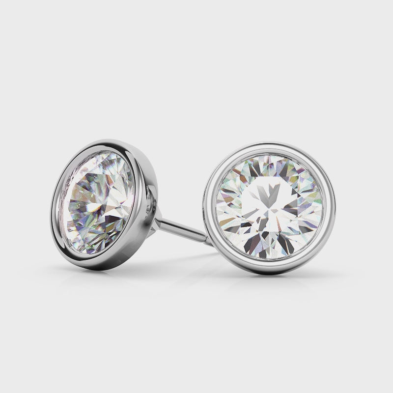 4.00 CTW Lab Grown Diamond Bezel Martin Stud Earrings in 14K White or Yellow Gold