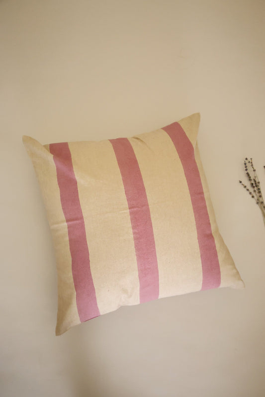 Oh! Stripes (Rose) Block Print Pillow