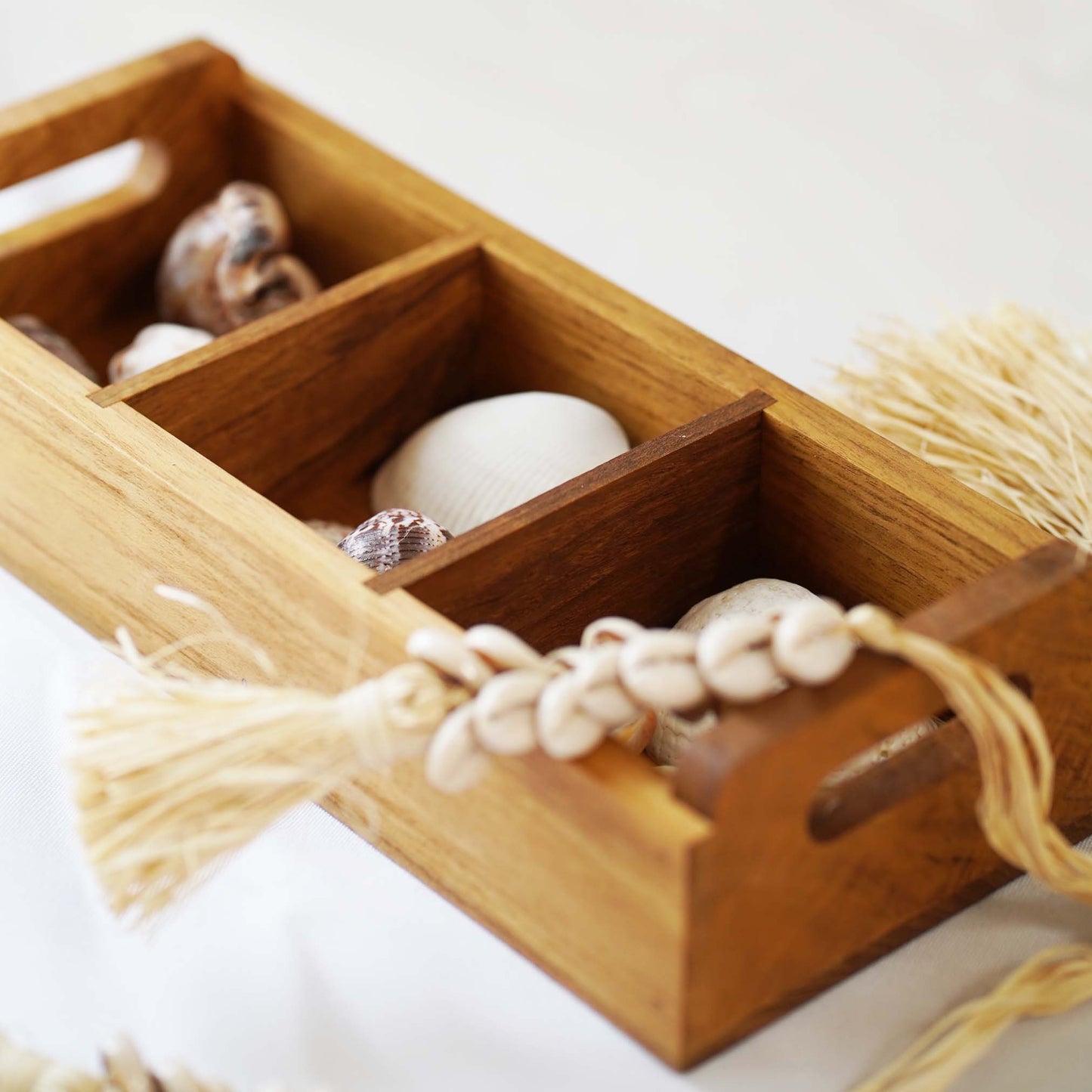 Teak Wood Rectangle Sugar Tray large