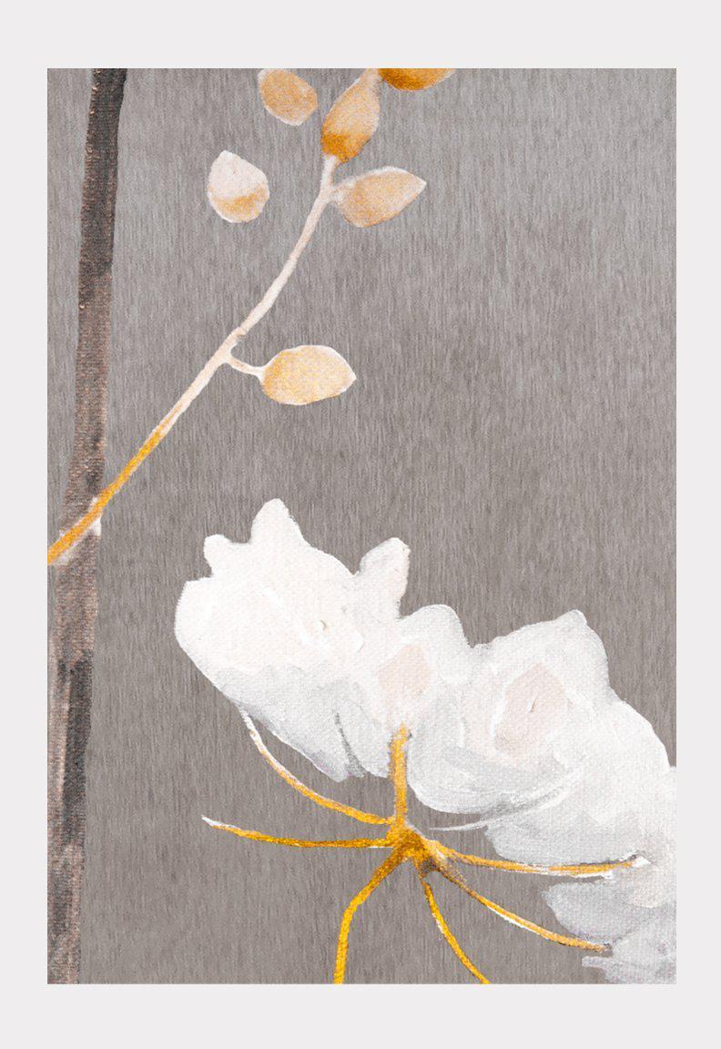 Art Print:  Big White Flower on Medium Grey