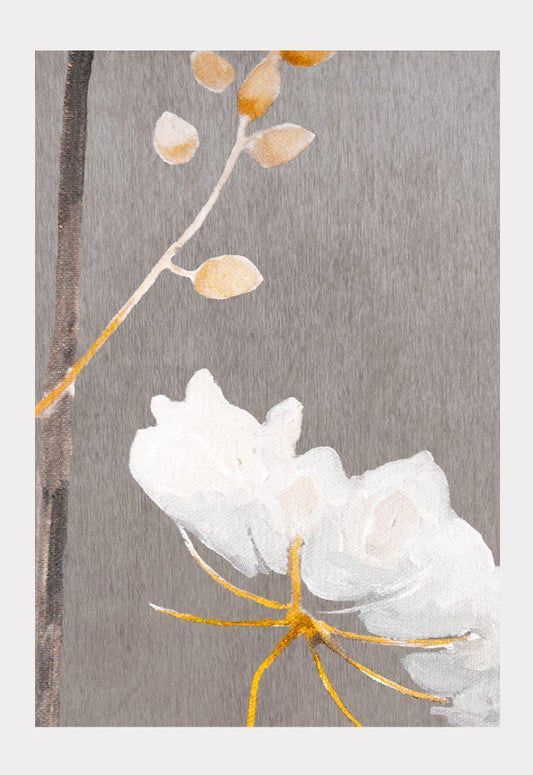 Art Print:  Big White Flower on Medium Grey