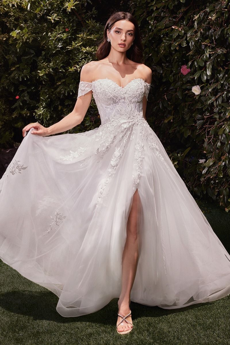Off The Shoulder A-Line Lace & Tulle Wedding Dress