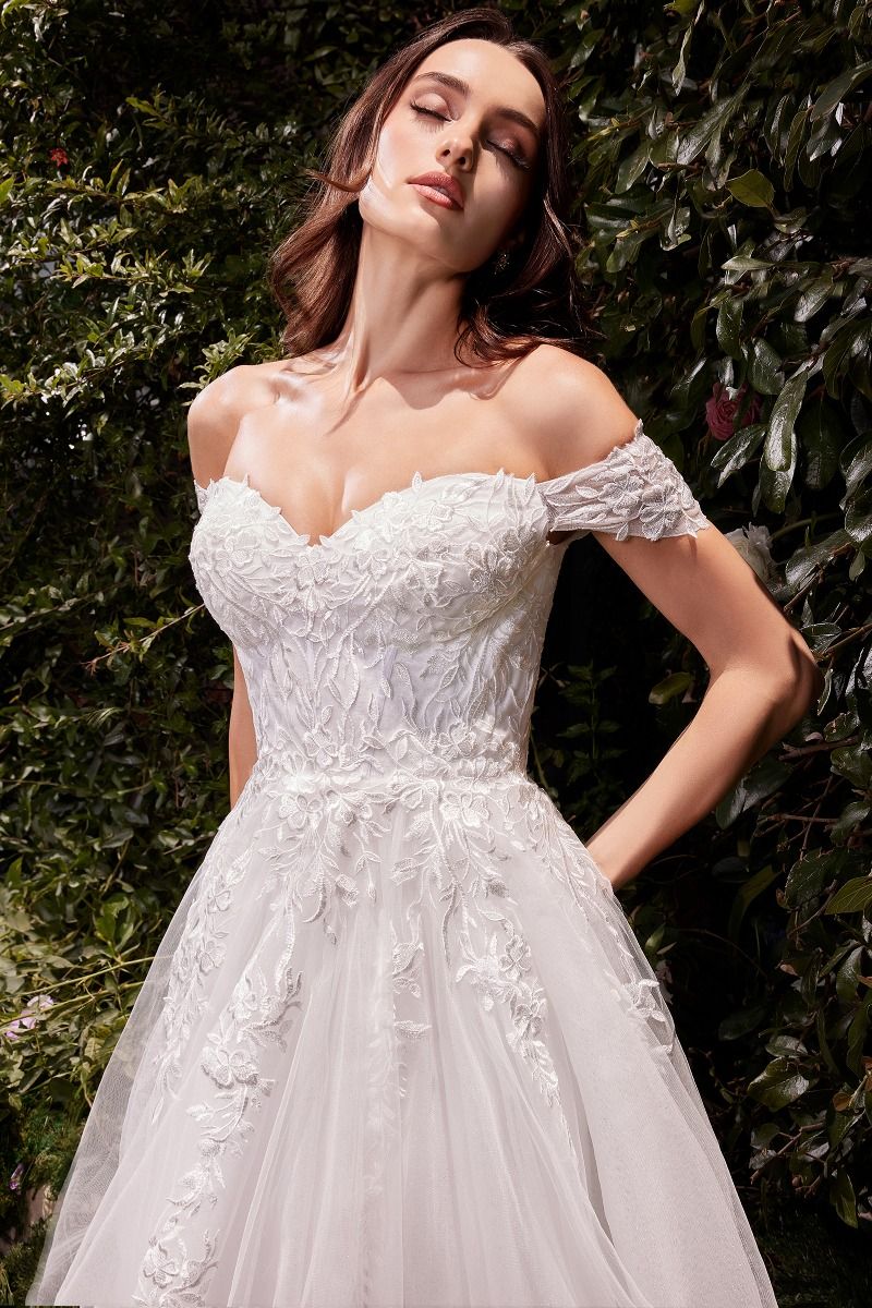Off The Shoulder A-Line Lace & Tulle Wedding Dress