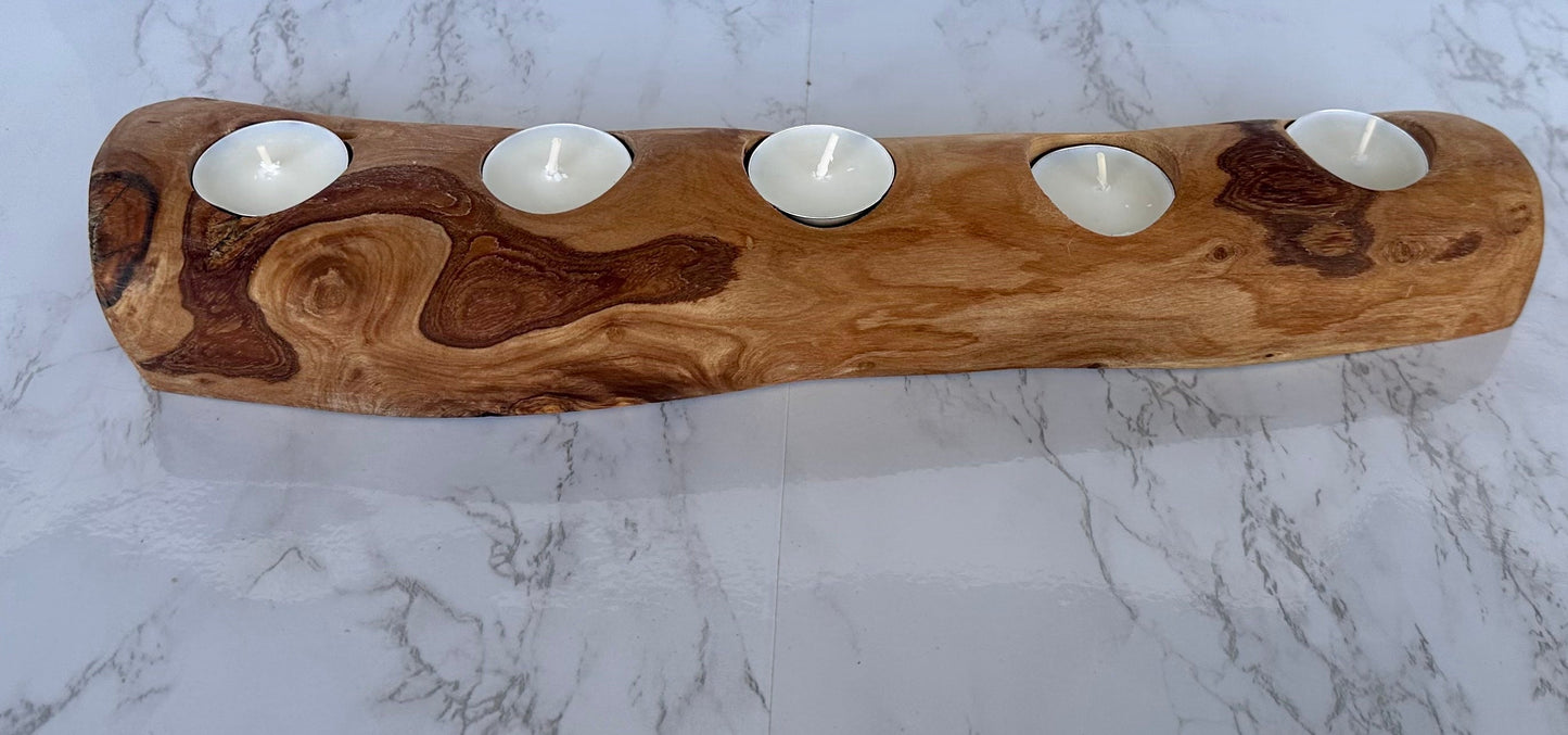 Olive Wood Candle Holder