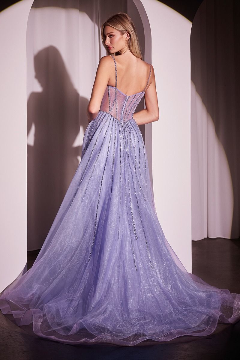 Beaded Fitted Gown With Overskirt