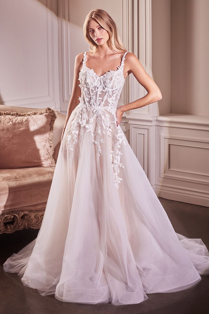 Lace A-Line Wedding Gown With Layered Tulle Skirt