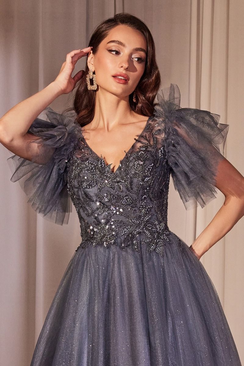 Embellished Tulle A-Line Dress