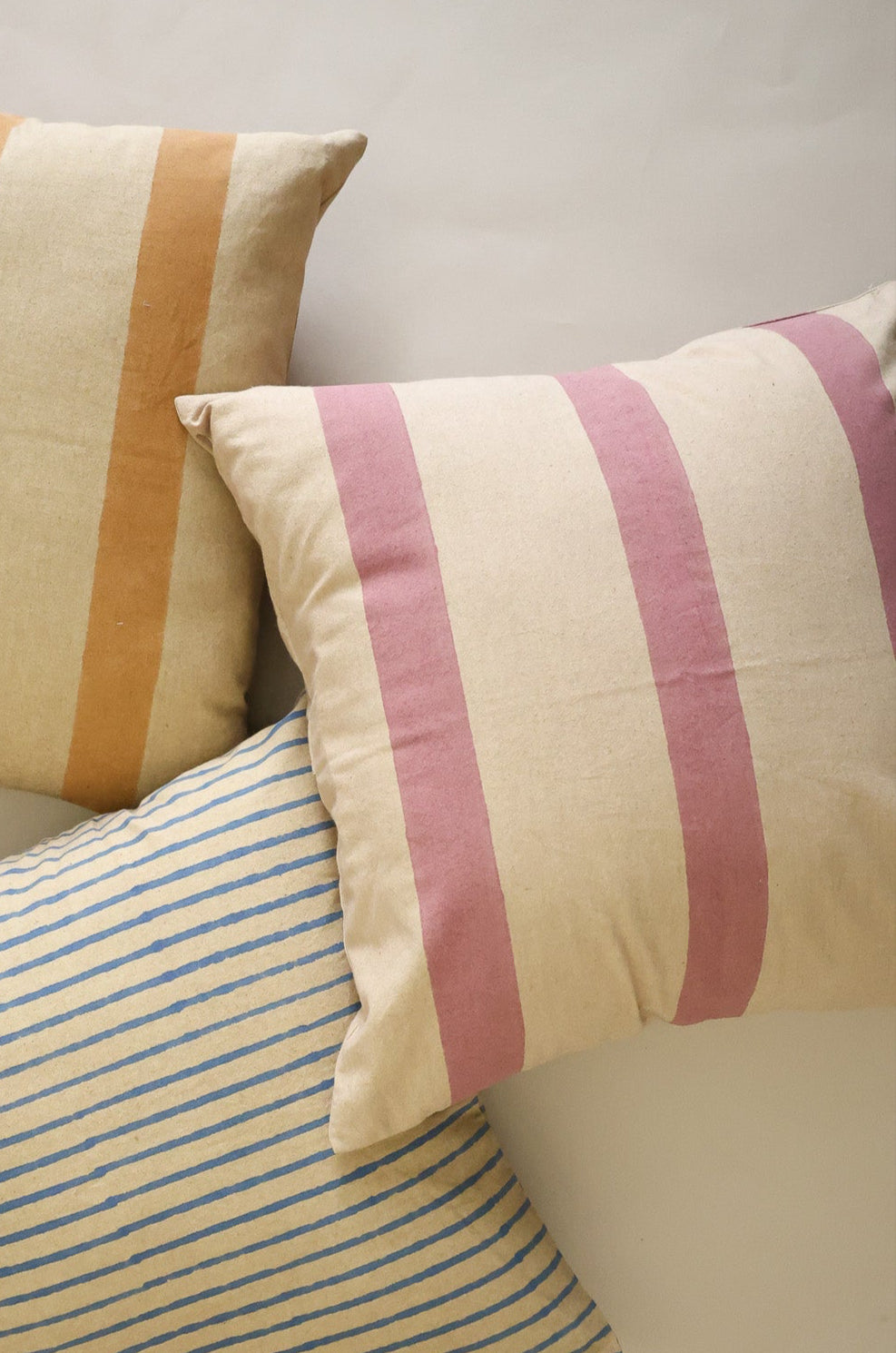 Oh! Stripes (Rose) Block Print Pillow