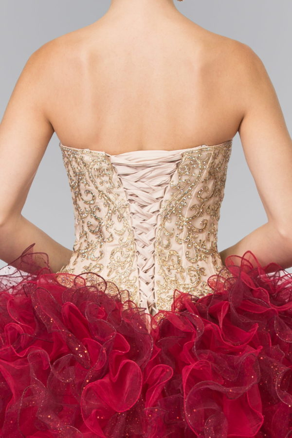 Beads Embellished Embroidery Tulle Ruffled Quinceanera Dress with Bolero Beads Embellished Embroidery Tulle Ruffled Quinceanera Dress with Bolero