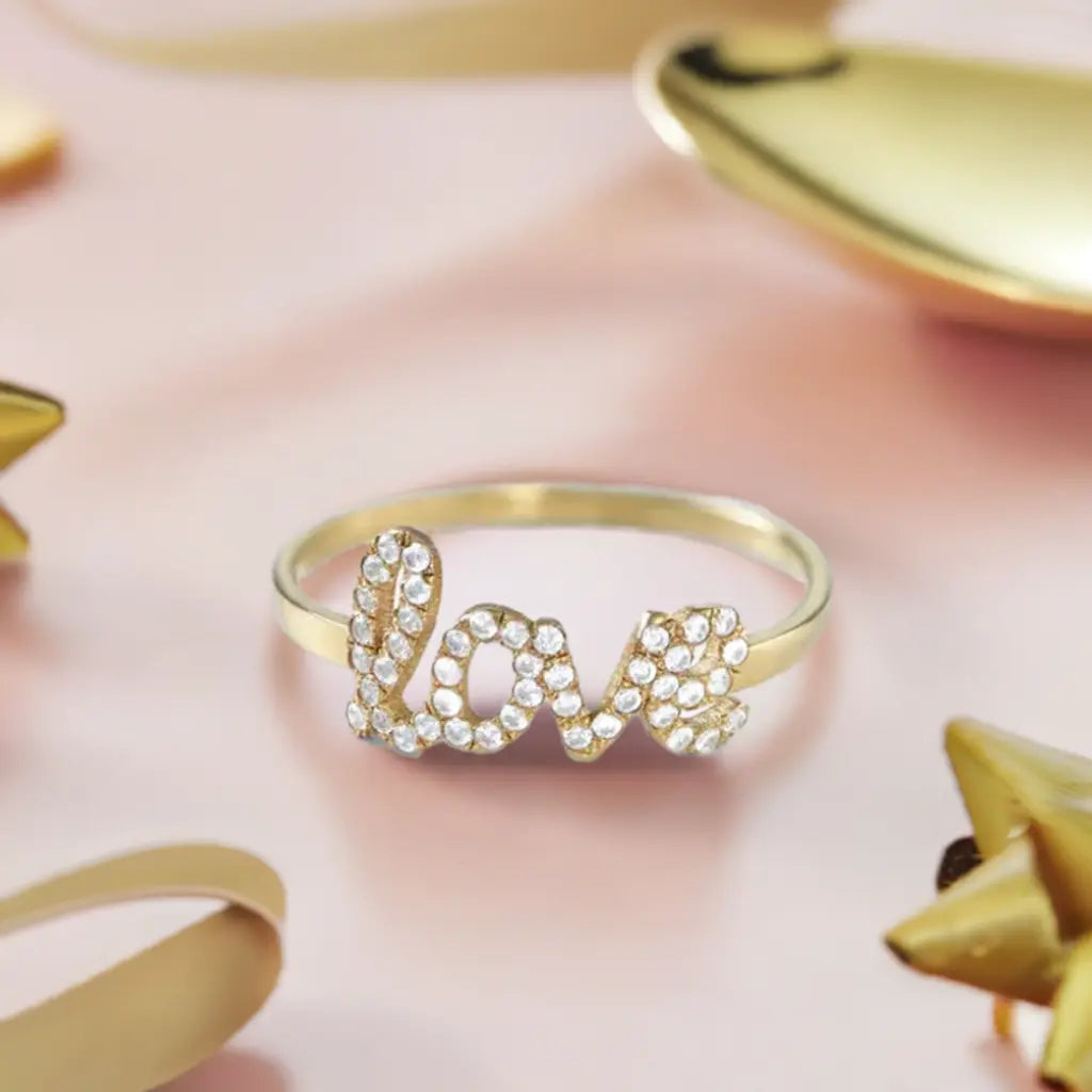 925 Sterling Silver Swarovski Stone Name Ring - Swarovski stone ring