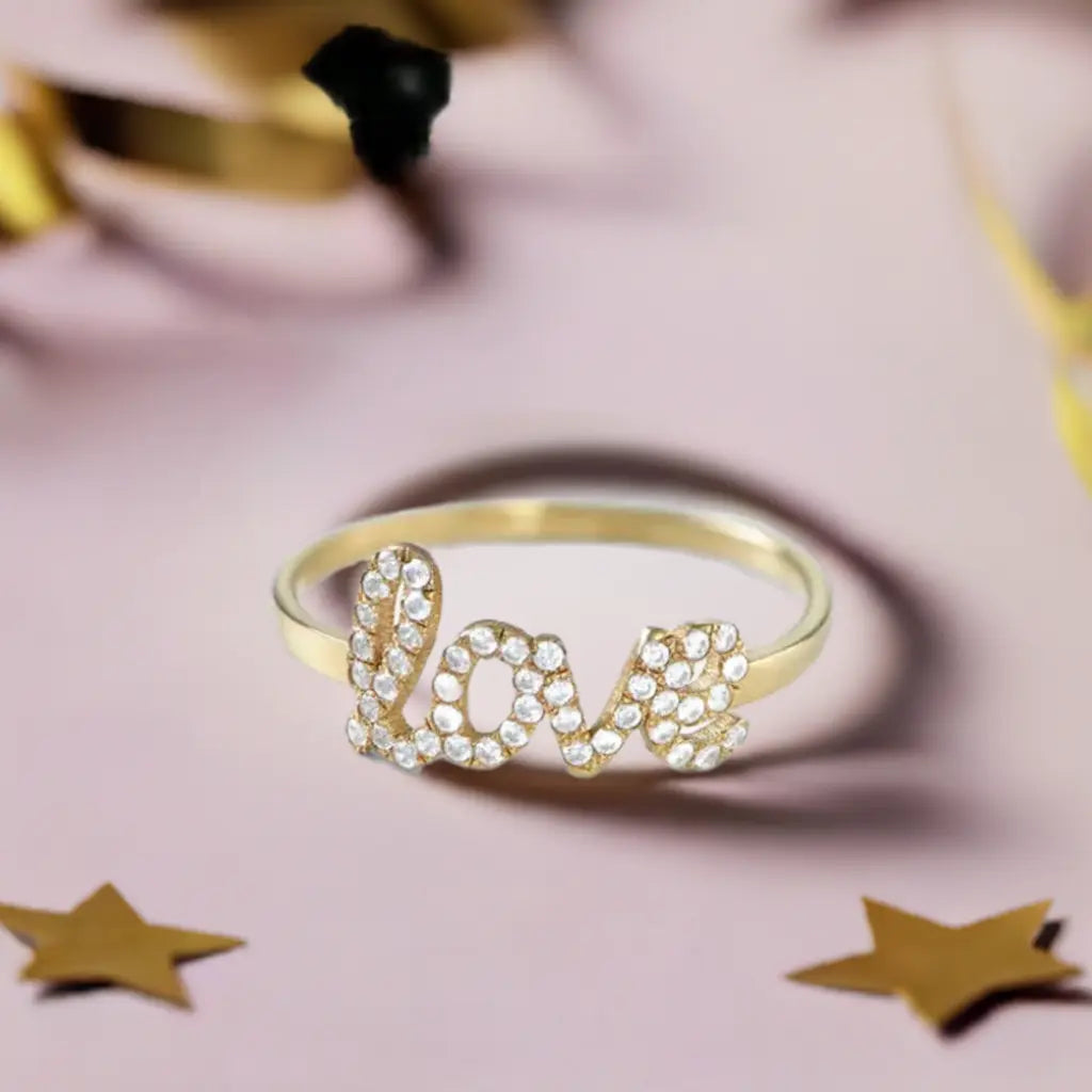 925 Sterling Silver Swarovski Stone Name Ring - Swarovski stone ring