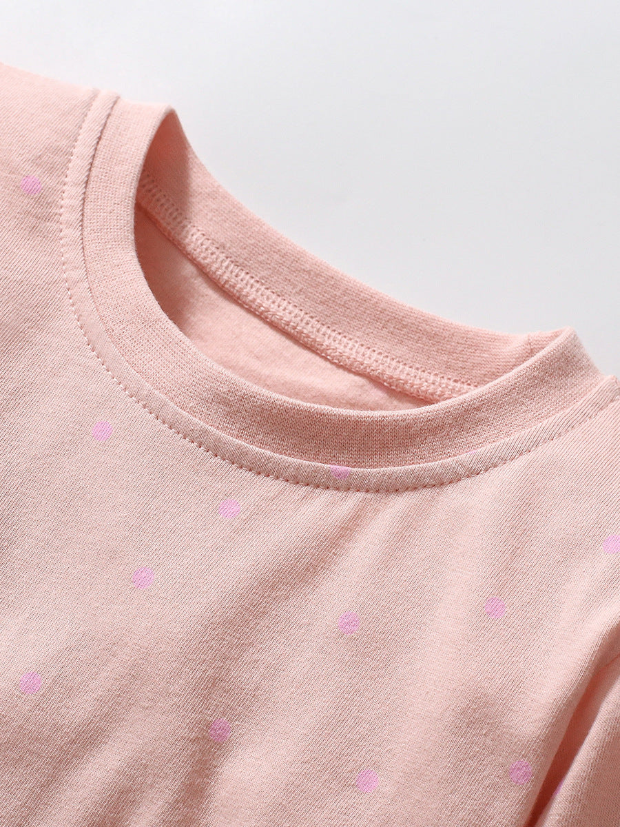 High Quality Autumn Girls Long Sleeves Sparrow Bird Pattern Crew Neck Long Sleeves Dress