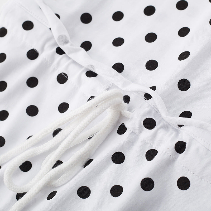 Girls’ Polka Dots Short Sleeves T-Shirt Design Dress In European And American Style For Summer