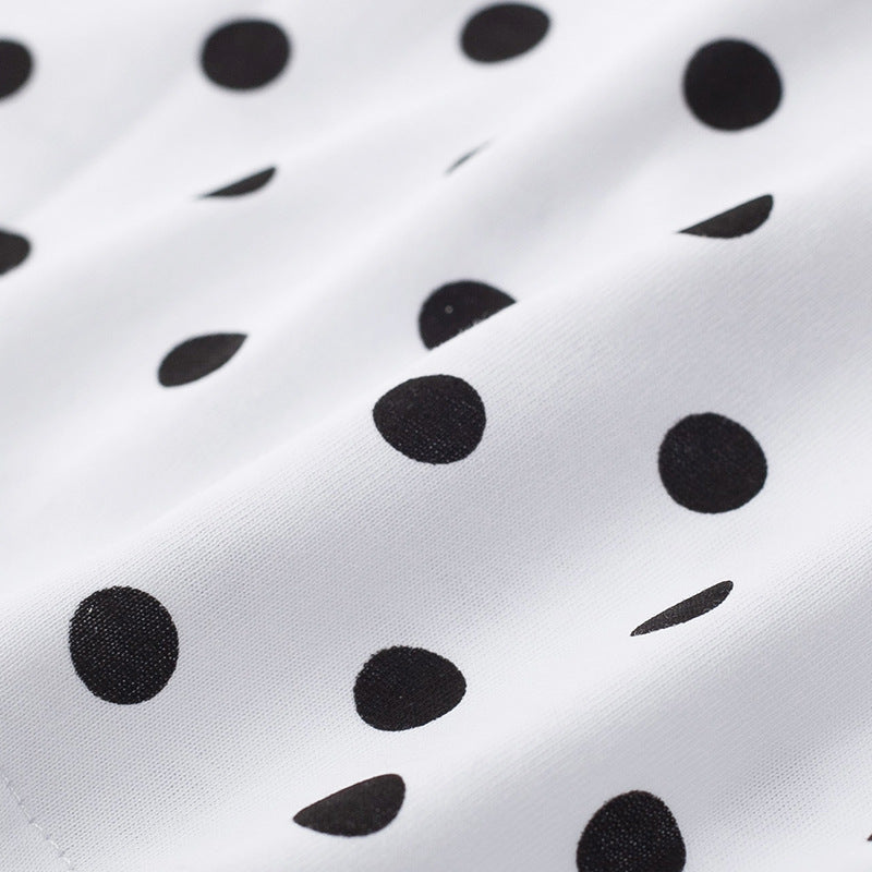 Girls’ Polka Dots Short Sleeves T-Shirt Design Dress In European And American Style For Summer