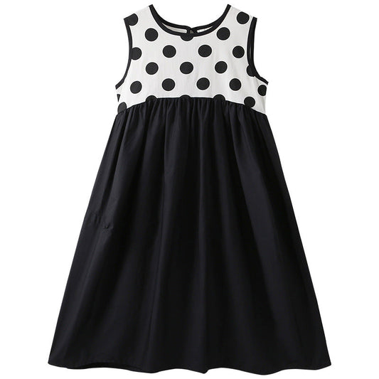Hot Selling Summer Kids Girls Fashion New Style Polka Dots Sleeveless Color Patchwork Dress