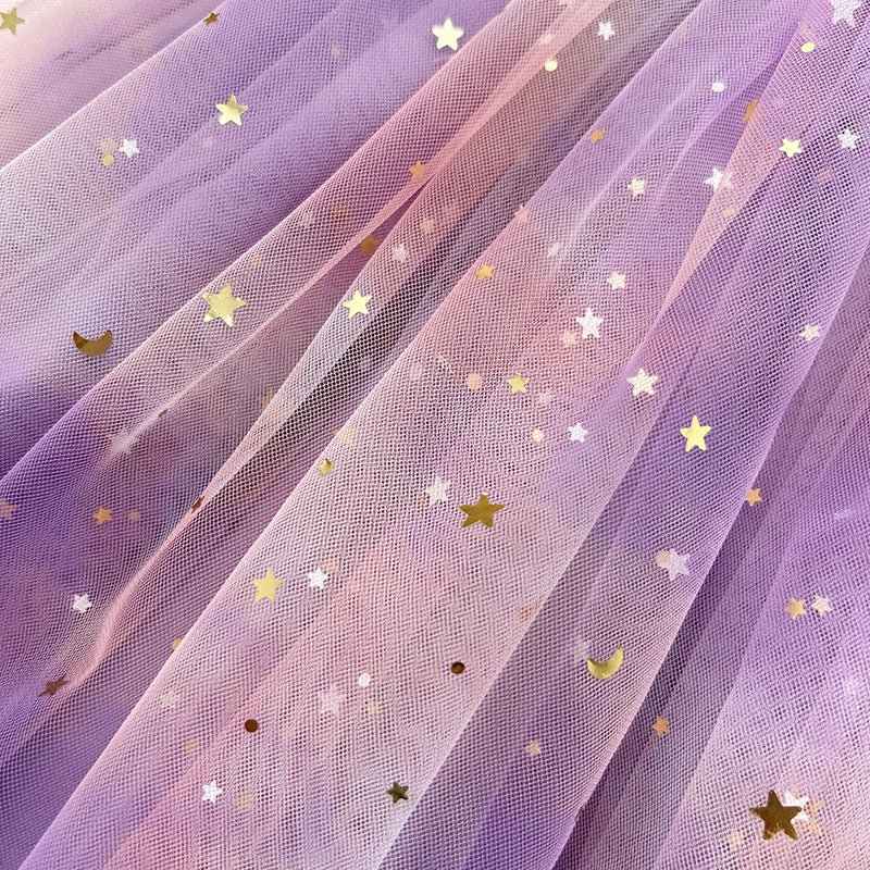 New Design Summer Kids Girls Elegant Fairy Style Sequin Mesh Sleeveless Dress