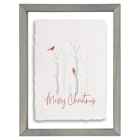 Merry Christmas Cardinals - Floating Frame Art
