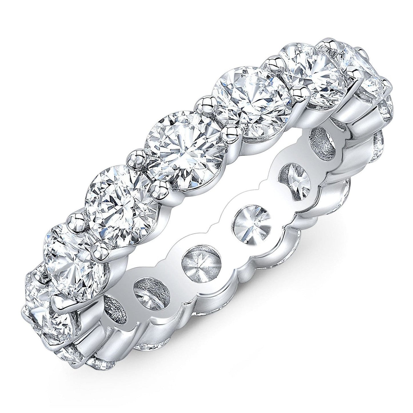 5.00 CTW Created Moissanite Eternity Band in 14k Gold Overlay – Round Cut Classic Ring