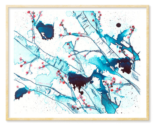 Cherry Blossoms in Blue - Print