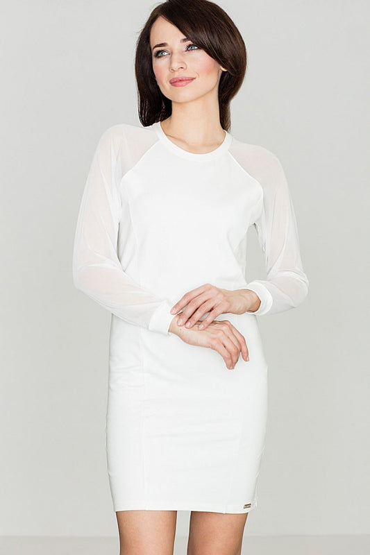 Women's Short dress model 119330 - Party Formal Dress - Ladies' Sexy & Elegant Attire - White Color (Ecru Tone)