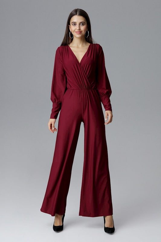 Women's Suit model 126046 - Ladies Casual Everyday Clothing - Jumpsuit & Romper - Burgundy Color