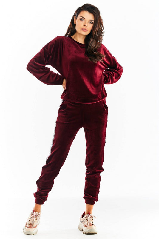 Women's Tracksuit trousers model 149802 - Ladies Casual & Formal Bottoms - Burgundy Color