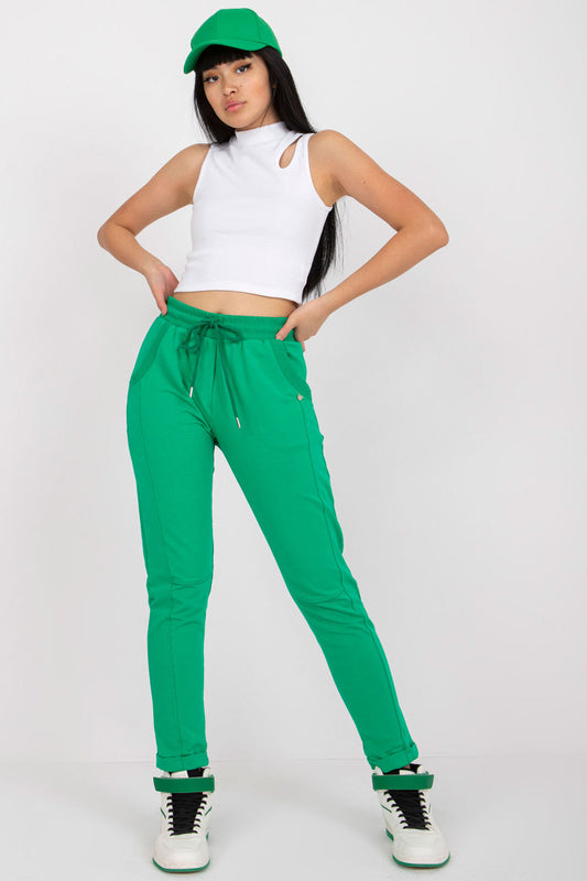 Women's Tracksuit trousers model 166016 - Ladies Casual & Formal Bottoms - Green Color