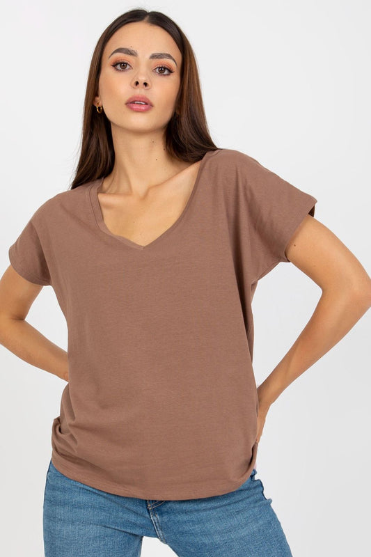 Women's T-shirt model 169733 - Ladies Casual Spring / Summer Top - Brown Color