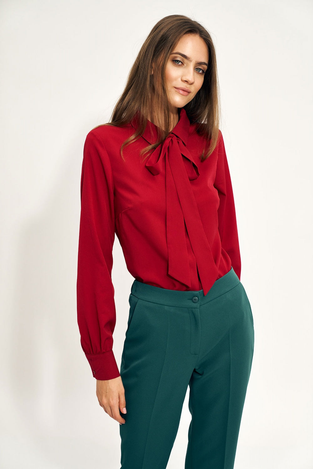 Women's Long sleeve shirt model 170482 - Ladies Casual Spring / Summer Top - Burgundy Color