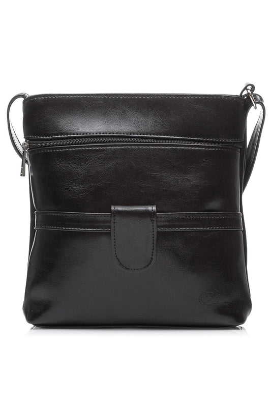Ladies Casual Shoulder Handbag - Women's Natural leather bag model 173158 - Long Strap - Black Color