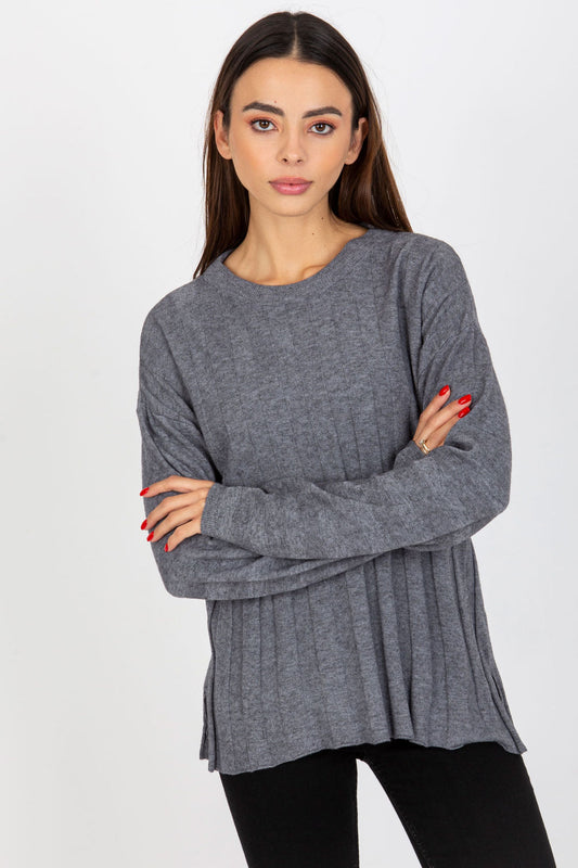 Ladies Casual Knitted Sweater - Women's Jumper model 173686 - Grey Color
