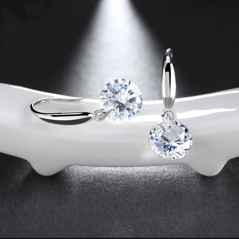 Stunning  Crystal Drill Drop Earring in 18K White Gold Plated-0