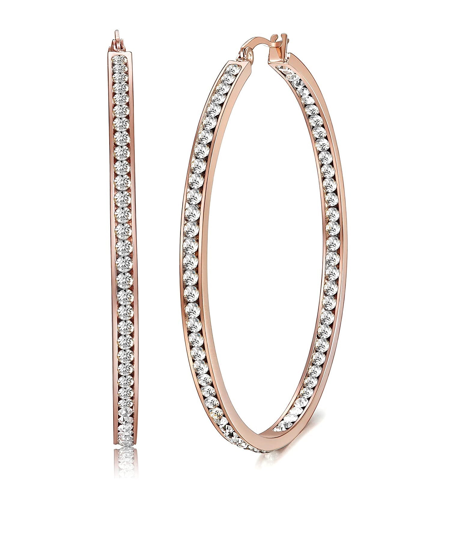 2" Pave Hoop Earring With ® Crystals in 18K Rose Gold Plated-0