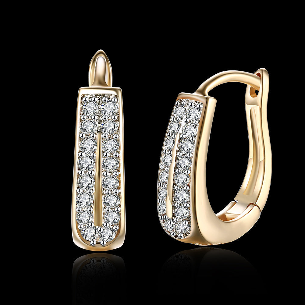 0.60" Double Row Huggie Earring in 18K Gold Plated-2