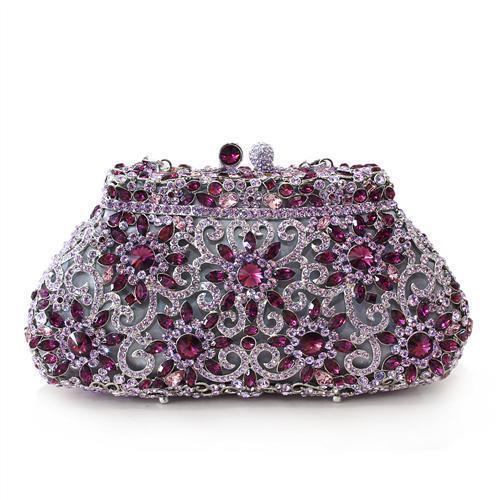 LO2376 - Imitation Rhodium White Metal Clutch with Top Grade Crystal  in Multi Color-0
