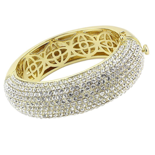 LO4301 - Flash Gold Brass Bangle with Top Grade Crystal  in Clear-0