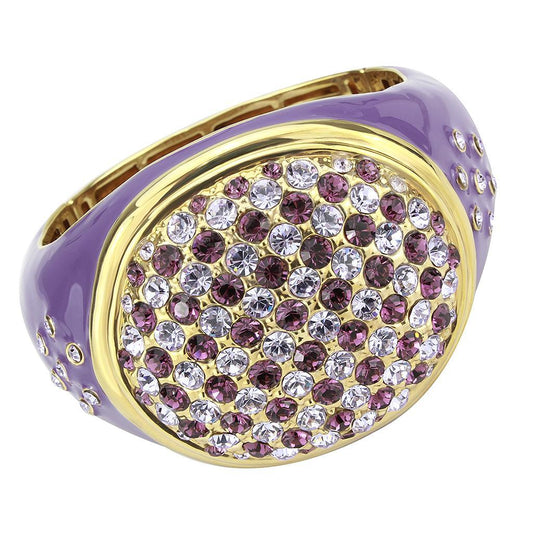 LO4326 - Gold Brass Bangle with Top Grade Crystal  in Amethyst-0