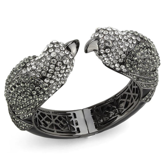 LO4333 - Ruthenium Brass Bangle with Top Grade Crystal  in Multi Color-0