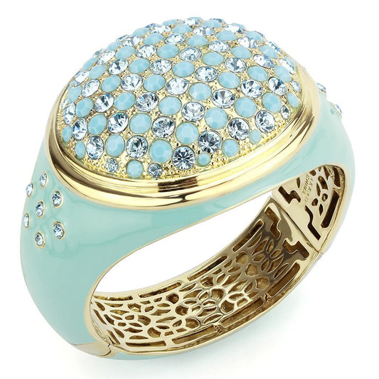 LO4350 - Gold Brass Bangle with Top Grade Crystal  in Multi Color-0