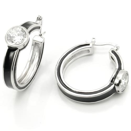 LOS173 - Rhodium 925 Sterling Silver Earrings with AAA Grade CZ  in Clear-0